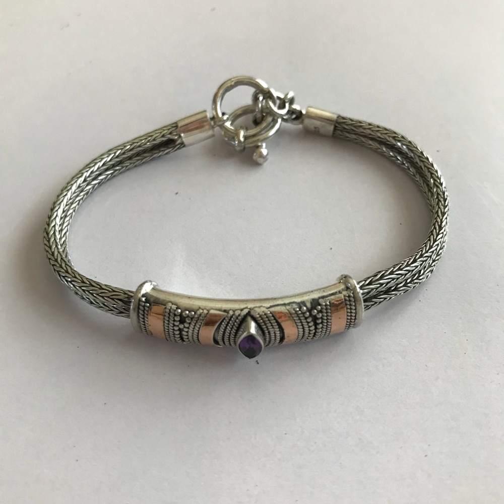 Antique silver bracelet with stone